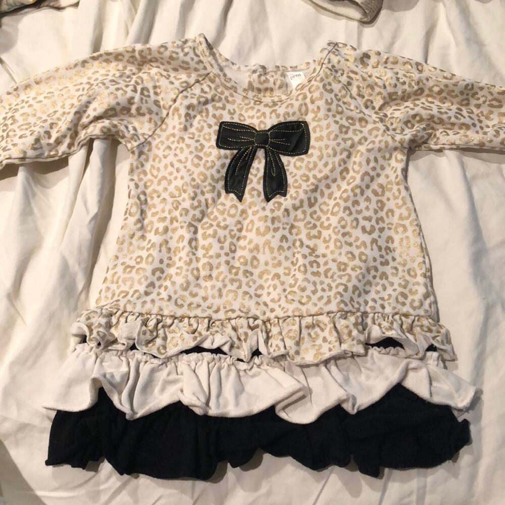 Petit lem Gold ruffles 24m dress blk bow